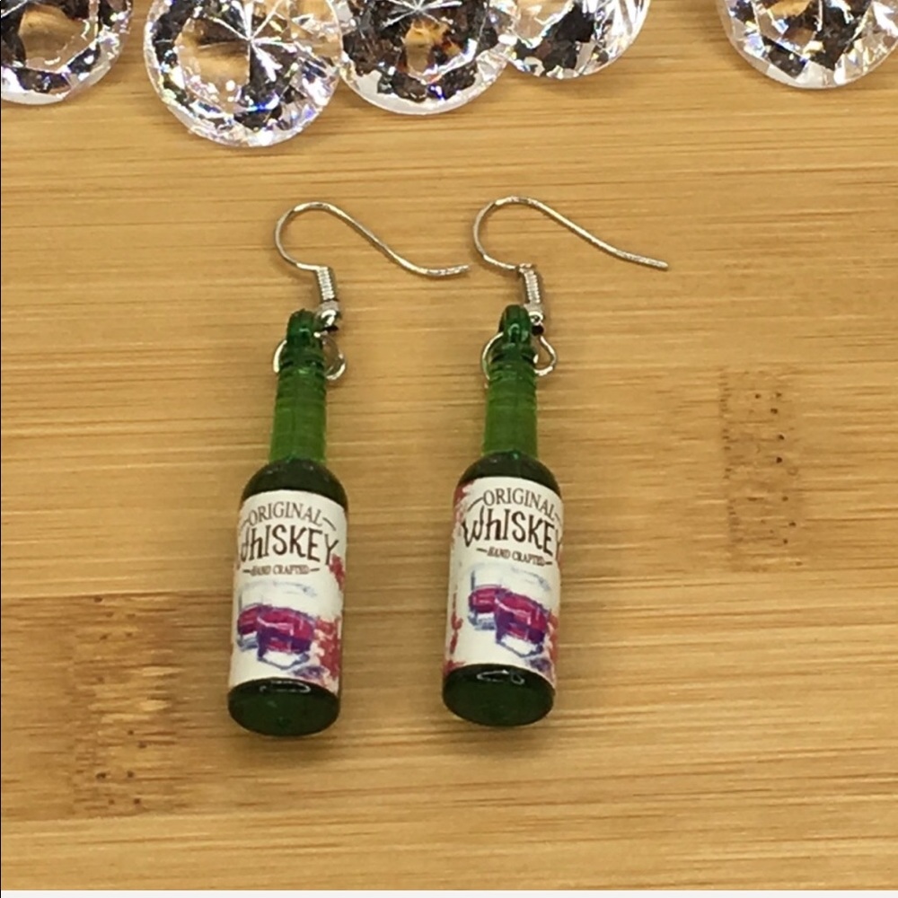 Whiskey Earrings Green Bottle - Picture 4 of 6